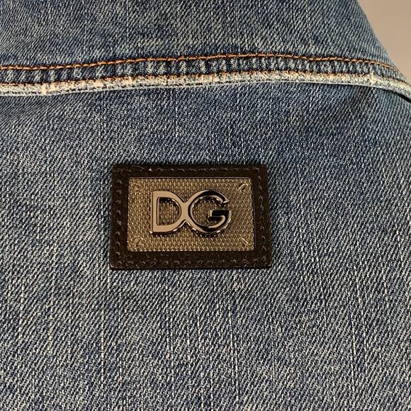 DOLCE & GABBANA Size L Blue Cotton Blend Denim Trucker Jacket - Picture 5 of 8